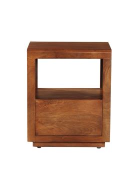 Nyra Walnut Finish Bedside Table with 1 Drawer