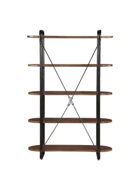 Chitra Wooden & Metal Industrial 5 Tier Ladder Bookshelf or Bookcase