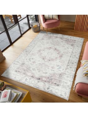 Shay Coral Traditional Distressed Machine Washable Rug