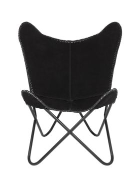 Adonis Suede Genuine Leather Black Butterfly Chair