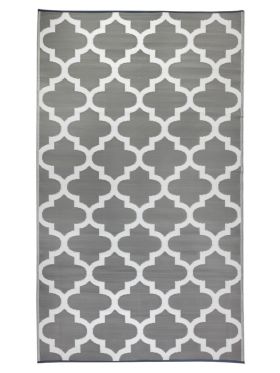 Tangier Grey and White Trellis Recycled Plastic Large Rug