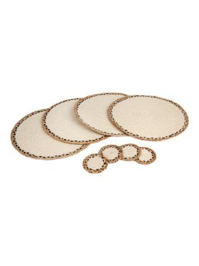 Linnet - Set Of 4 Handmade Jute Round Placemats And Coasters
