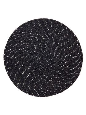 Set Of 4 Deryn Black Braided 35 cm Jute Round Placemat