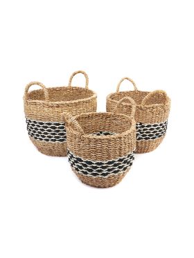 Set of 3 Sadar Handmade Natural Seagrass Storage Basket and Planter