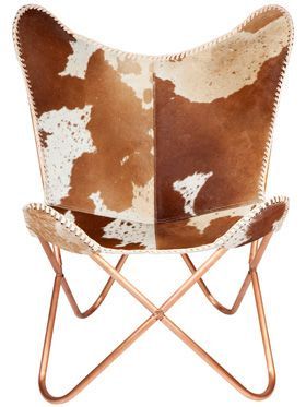 Alexandra Genuine Cow-hide Leather Hairon Butterfly Chair