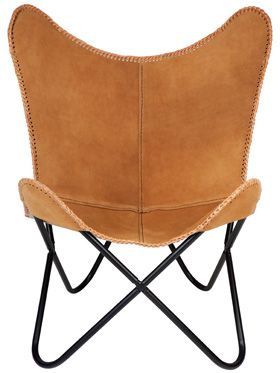 Argus Suede Genuine Leather Tan Butterfly Chair