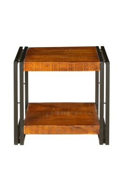 Astra 2 Shelves Mango Wood Industrial  Side Table