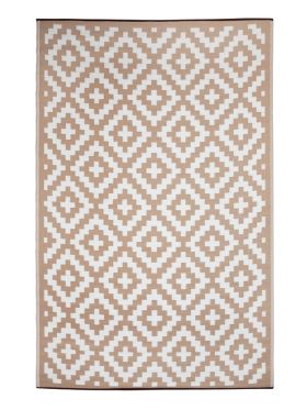 Aztec Beige and White Foldable Waterproof Large Camping Mat - 270x360 CM