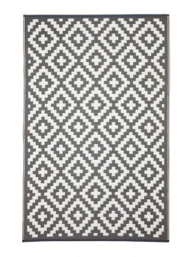Aztec Grey And White Reversible Outdoor Large Rug