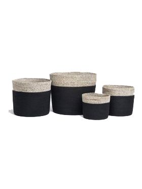 Set of 4 Bedford Black and Grey Handmade Jute Storage & Laundry Baskets