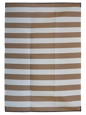 Brittany Beige & White Stripes Foldable Waterproof Large Camping Mat - 270x360 CM