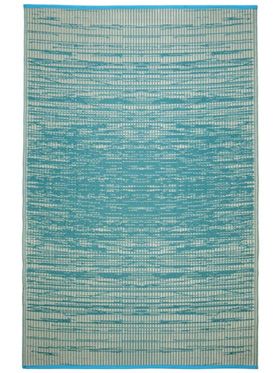 Brooklyn Teal and White Modern Reversible Outdoor Large Rug