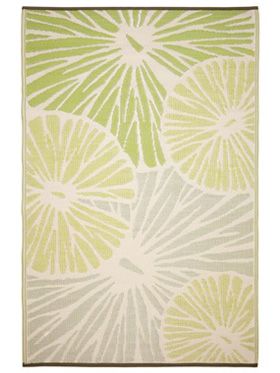 Citrus Lily Green Botanical Recycled Plastic Reversible Outdoor Rug