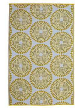 Daisies Yellow Recycled Plastic Outdoor Rug
