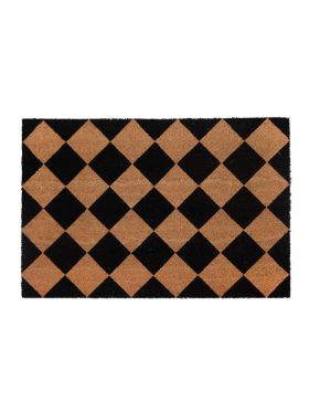 Diamond Pattern Black and Natural PVC Backed Doormat