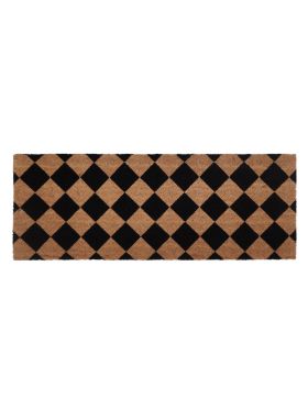 Diamond Pattern Black & Natural PVC Backed Long Doormat