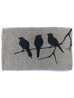 Birds on Branch Grey and Black 100% Coir Doormat