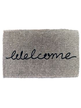 Welcome Grey Cursive 100% Coir Doormat