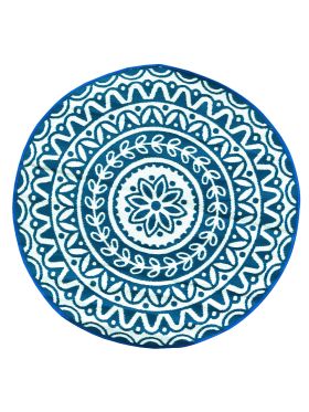Pushpa Blue and White Floral Reversible Round Large Rug