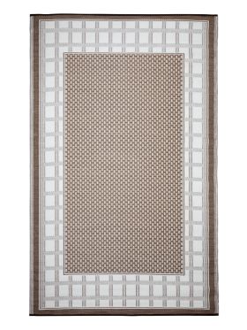 Europa Chestnut & Walnut Brown Geometric Recycled Plastic Reversible Outdoor Rug