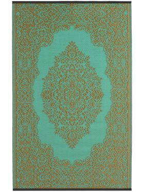 Istanbul Bronze and Aqua Traditional Large Rug
