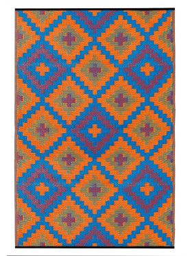 Saman Blue and Orange Outdoor Large Floor Carpet Rug