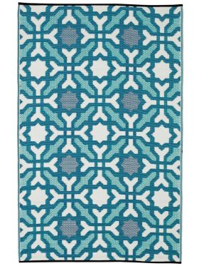 Seville Blue Multicoloured Modern Recycled Plastic Outdoor Rug