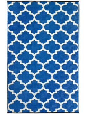Tangier Moroccan Trellis Large Blue and White Outdoor Rug