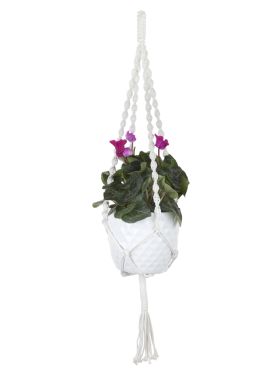 Holly White Cotton Handmade Macrame Plant Hanger - 75 cm