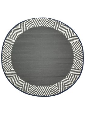 Olympia Grey and White Round Recycled Plastic  Large Rug