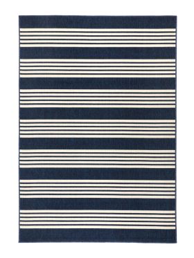 Mariona Blue Striped Outdoor Large Rug