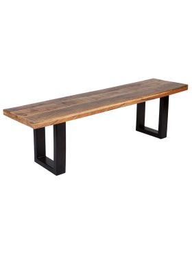 Nova 3 Seater Long Wooden Seating Bench with Metal Legs - 160 cm