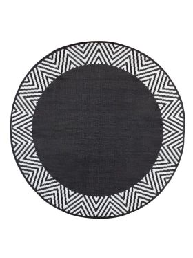 Olympia Black and White Recycled Plastic Round Outdoor Rug