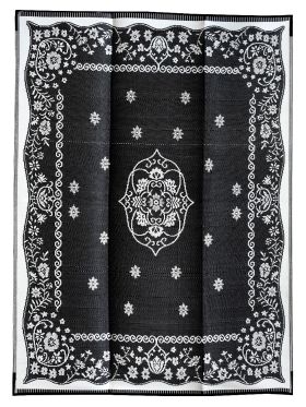 Oriental Black & White Traditional Foldable Waterproof Large Camping Mat - 270x360 CM