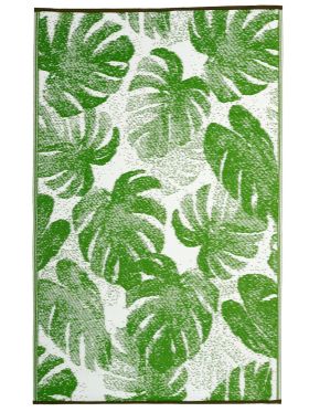 Panama Lime Green Botanical Recycled Plastic Outdoor Rug