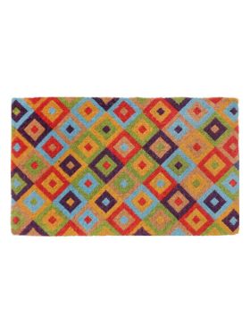 Saman Multicolour Diamond Thick Coir Doormat