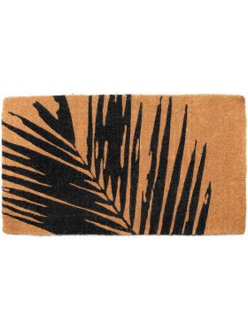 45x75 cm Fern Botanical Natural and Black Thick Coir Doormat