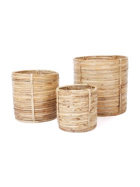 Set of 3 Ubud Handmade Natural Cane Storage Basket and Planter
