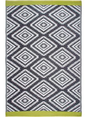 Valencia Grey and White Diamond Recycled Plastic Outdoor Rug