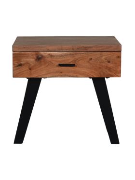 Vega Natural & Black Single Drawer Rectangle Wooden Bedside Table