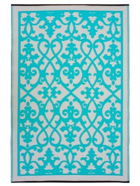 Venice Turquoise and Cream Traditional Outdoor Area Rug