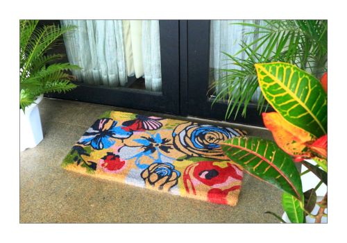 Watercolour Floral Thick Coir Doormat