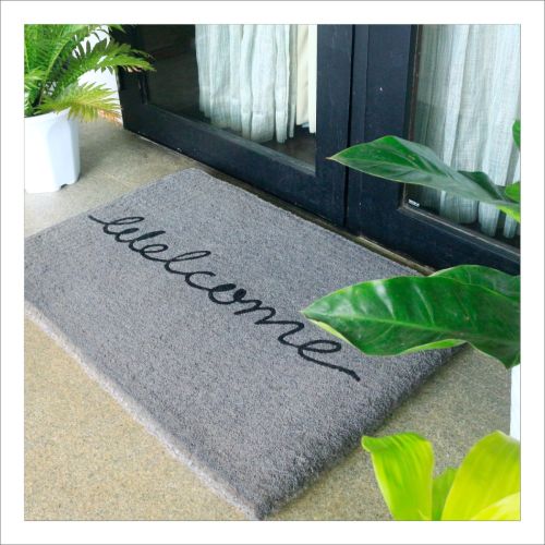 Welcome Grey Cursive 100% Coir Doormat