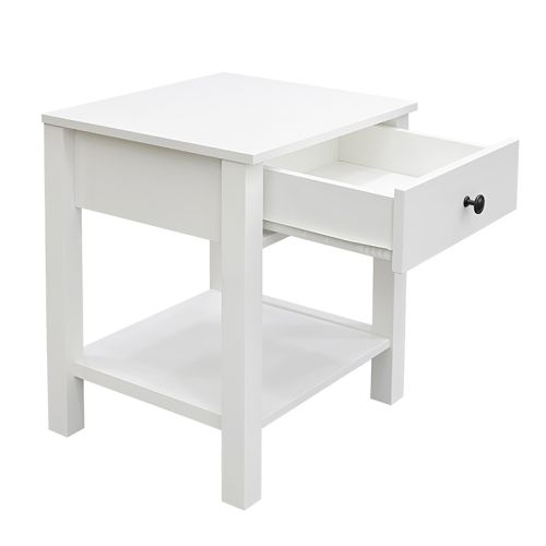 Safi White Bedside Table with 1 Drawer