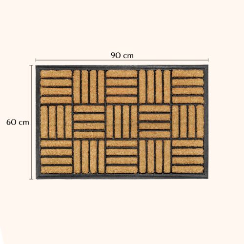 Parquet Tiles Geometrical Rubber Bordered Coir Doormat