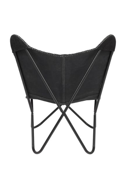 Adonis Suede Genuine Leather Black Butterfly Chair