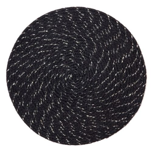 Set Of 4 Deryn Black Braided 35 cm Jute Round Placemat