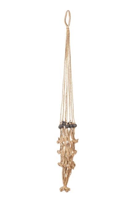 Sika Black Beads Handmade Macrame Jute rope Plant Hanger and Pot Holder - 105 cm