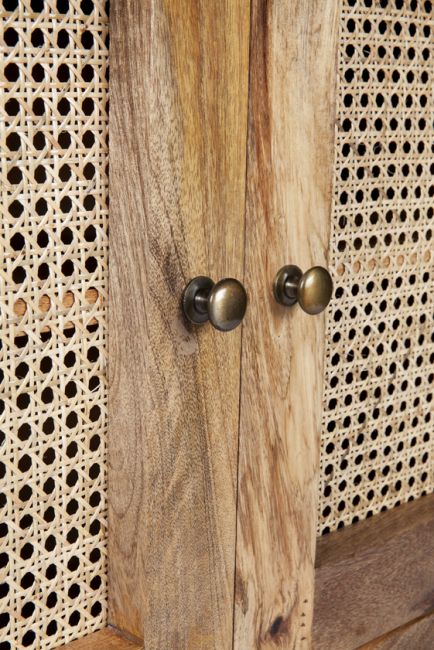 Byron 2 Doors Mango Wood Hallway Rattan Sideboard Cabinet