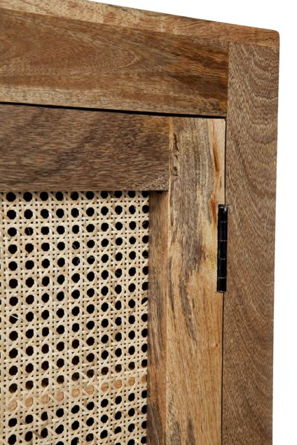 Byron 2 Doors Mango Wood Hallway Rattan Sideboard Cabinet